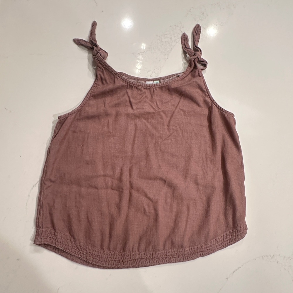 Susina Womens Mauve Cotton Tie Strap Smocked Hem Tank Top Blouse Size M